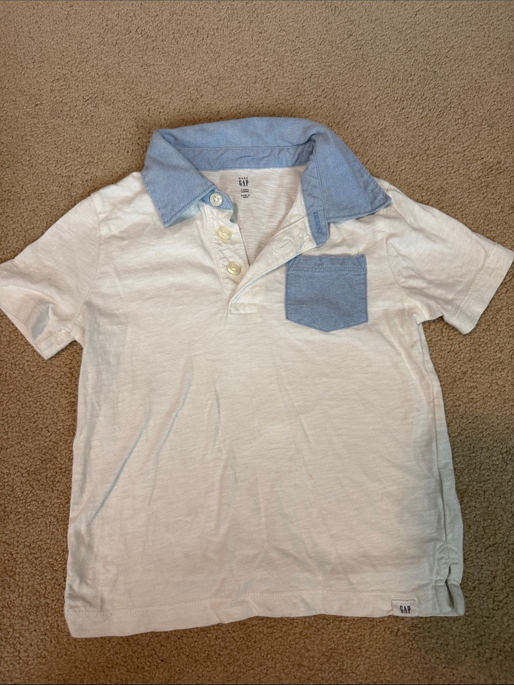 GAP White Polo with Light Blue Collar and Pocket